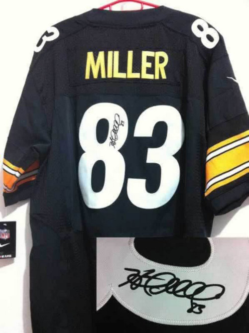 NEW NFL Pittsburgh Steelers 83 Heath Miller Black Signed Jerseys-Elite