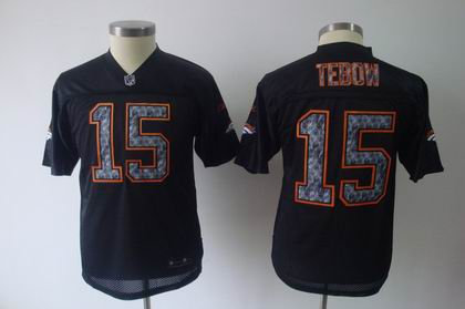 Youth Denver Broncos 15 Tebow Black United Sideline Jersey