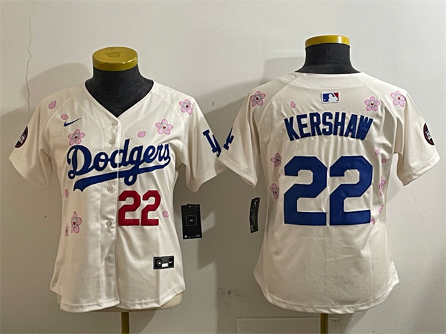 Youth Los Angeles Dodgers #22 Clayton Kershaw Cream 2025 Tokyo Series Limited Stitched Baseball Jersey