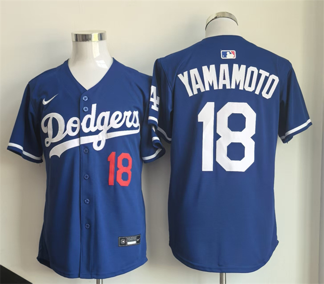 Men's Los Angeles Dodgers #18 Yoshinobu Yamamoto Royal Limited Stitched Baseball Jersey Men's Los Angeles Dodgers #18 Yoshinobu Yamamoto Royal Limited Stitched Baseball Jersey