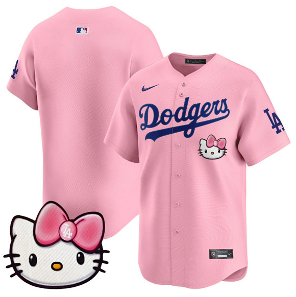 Men's Los Angeles Dodgers Blank Pink 2025 Hello Kitty Vapor Limited Stitched Baseball Jersey Men's Los Angeles Dodgers Blank Pink 2025 Hello Kitty Vapor Limited Stitched Baseball Jersey