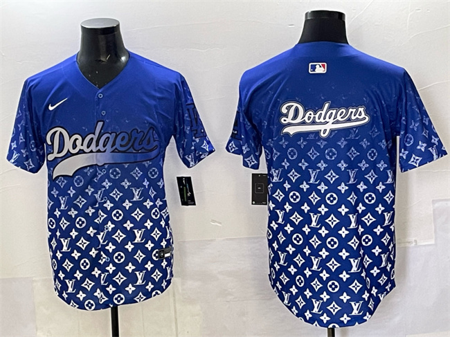 Men's Los Angeles Dodgers Team Big Logo Blue Limited Stitched Baseball Jersey 2