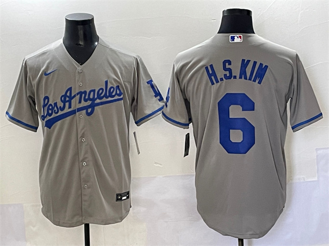 Men's Los Angeles Dodgers #6 H.S.Kim Grey Cool Base Stitched Baseball Jersey Men's Los Angeles Dodgers #6 H.S.Kim Grey Cool Base Stitched Baseball Jersey
