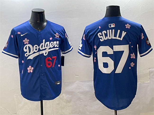 Men's Los Angeles Dodgers #67 Vin Scully Royal 2025 Tokyo Series Limited Stitched Baseball Jersey