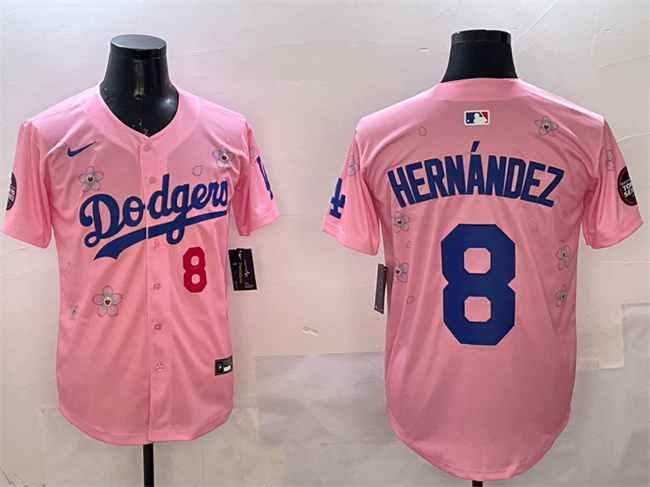 Men's Los Angeles Dodgers #8 Enrique Hernández Pink 2025 Tokyo Series Limited Stitched Baseball Jersey Men's Los Angeles Dodgers #8 Enrique Hernández Pink 2025 Tokyo Series Limited Stitched Baseball Jersey
