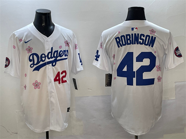 Men's Los Angeles Dodgers #42 Jackie Robinson White 2025 Tokyo Series Limited Stitched Baseball Jersey Men's Los Angeles Dodgers #42 Jackie Robinson White 2025 Tokyo Series Limited Stitched Baseball Jersey