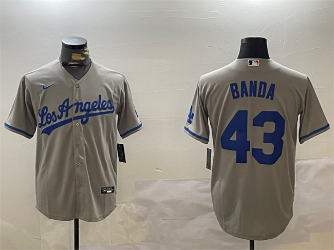 Men's Los Angeles Dodgers #43 Anthony Banda Grey Cool Base Stitched Baseball Jersey Men's Los Angeles Dodgers #43 Anthony Banda Grey Cool Base Stitched Baseball Jersey