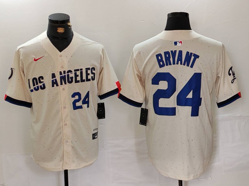 Men's Los Angeles Dodgers #24 Kobe Bryant Cream Stitched Baseball Jersey 1