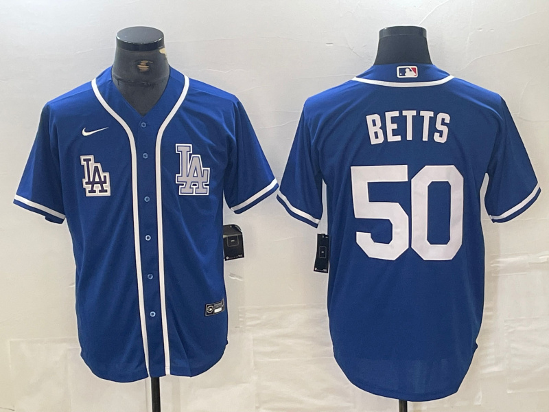 Men's Los Angeles Dodgers #50 Mookie Betts Blue Cool Base Stitched Baseball Jersey Men's Los Angeles Dodgers #50 Mookie Betts Blue Cool Base Stitched Baseball Jersey