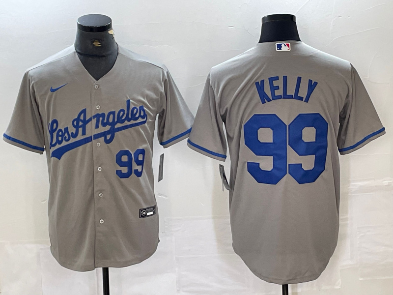 Men's Los Angeles Dodgers #99 Joe Kelly Grey Stitched Jersey(Run Small) 4
