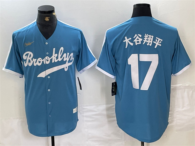 Men's Los Angeles Dodgers #17 大谷翔平 Light Blue Throwback Cool Base Stitched Baseball Jersey Men's Los Angeles Dodgers #17 大谷翔平 Light Blue Throwback Cool Base Stitched Baseball Jersey