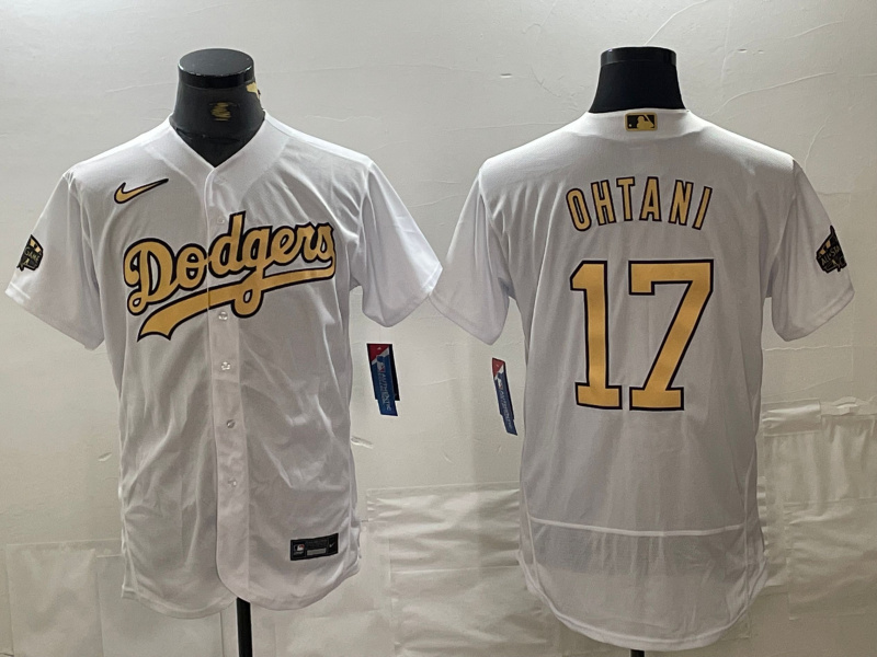Men's Los Angeles Dodgers #17 Shohei Ohtani White 2022 All Star Stitched Flex Base Nike Jersey Men's Los Angeles Dodgers #17 Shohei Ohtani White 2022 All Star Stitched Flex Base Nike Jersey