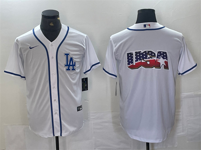 Men's Los Angeles Dodgers Team Big Logo White Cool Base Stitched Baseball Jersey 4 Men's Los Angeles Dodgers Team Big Logo White Cool Base Stitched Baseball Jersey 4