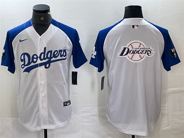 Men's Los Angeles Dodgers Team Big Logo White Blue Vin Patch Cool Base Stitched Baseball Jerseys Men's Los Angeles Dodgers Team Big Logo White Blue Vin Patch Cool Base Stitched Baseball Jerseys