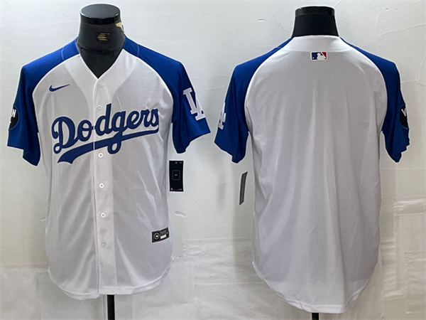 Men's Los Angeles Dodgers Blank White Blue Vin Patch Cool Base Stitched Baseball Jersey Men's Los Angeles Dodgers Blank White Blue Vin Patch Cool Base Stitched Baseball Jersey