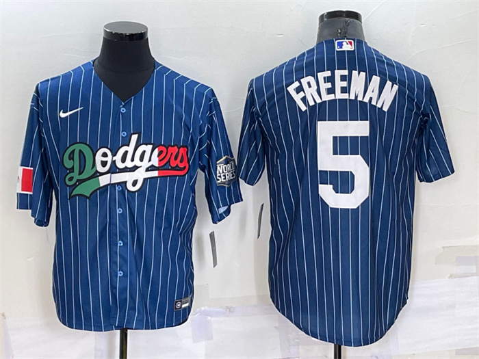 Men's Los Angeles Dodgers #5 Freddie Freeman Navy Mexico World Series Cool Base Stitched Baseball Jersey Men's Los Angeles Dodgers #5 Freddie Freeman Navy Mexico World Series Cool Base Stitched Baseball Jersey