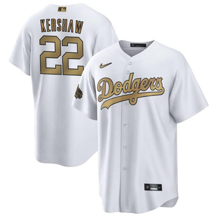 Men's Los Angeles Dodgers #22 Clayton Kershaw 2022 All-Star White Cool Base Stitched Baseball Jersey Men's Los Angeles Dodgers #22 Clayton Kershaw 2022 All-Star White Cool Base Stitched Baseball Jersey