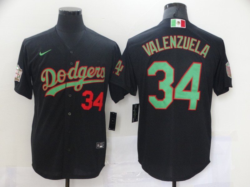 Dodgers 34 Fernando Valenzuela Black World Series Nike Cool Base Jersey