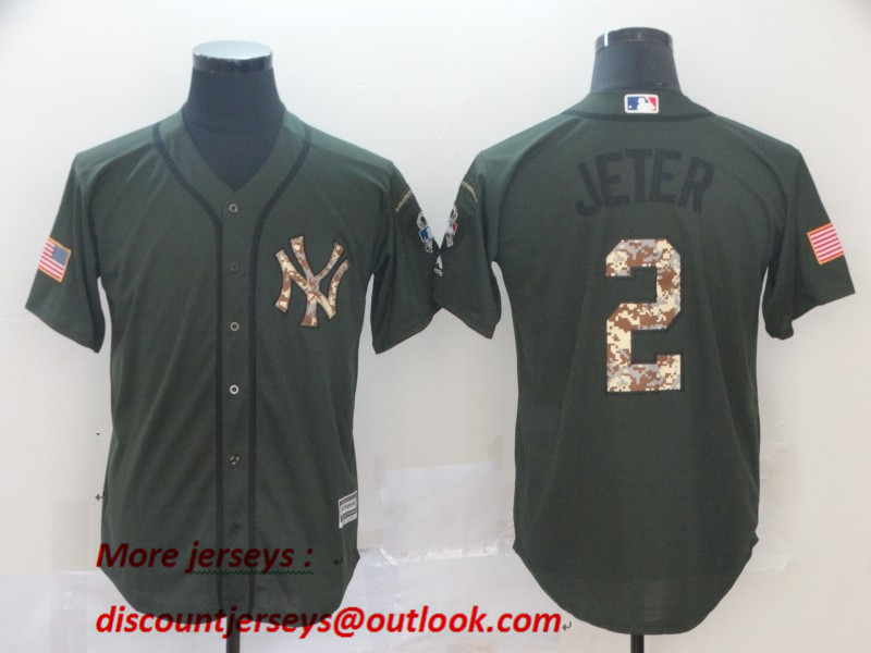Dodgers 2 Derek Jeter Olive Camo Salute To Service Cool Base Jersey