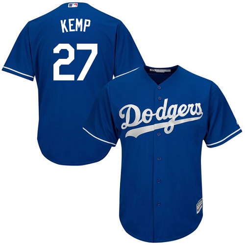 Dodgers #27 Matt Kemp Blue New Cool Base Stitched Baseball Jersey