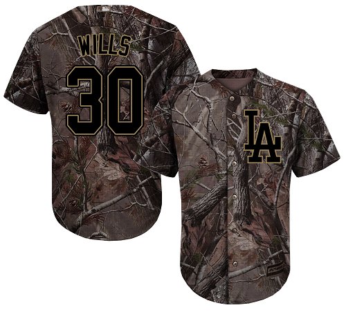 Dodgers #30 Maury Wills Camo Realtree Collection Cool Base Stitched Baseball Jersey