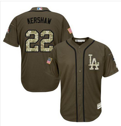 Dodgers #22 Clayton Kershaw Green Salute to Service Stitched MLB Jersey