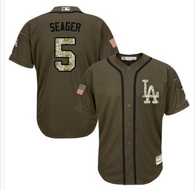 Dodgers #5 Corey Seager Green Salute to Service Stitched MLB Jersey