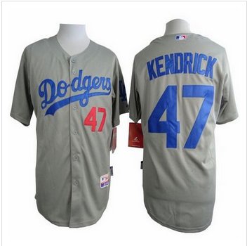 Los Angeles Dodgers #47 Howie Kendrick Grey Cool Base Stitched Baseball Jersey