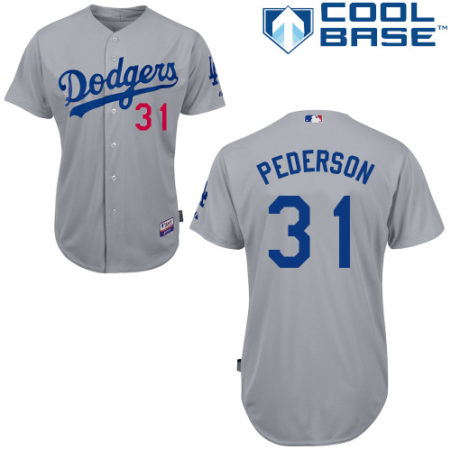 Los Angeles Dodgers#31 Pederson Majestic Authentic Grey Jersey