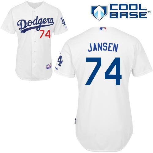 Los Angeles Dodgers#74 Jansen Majestic Authentic White Jersey