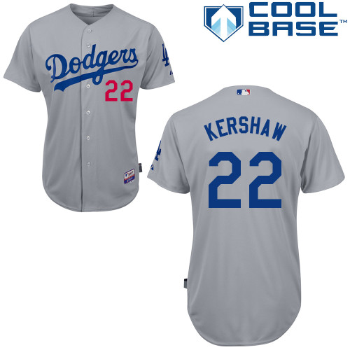 Los Angeles Dodgers#22 Kershaw Majestic Authentic Grey Jersey