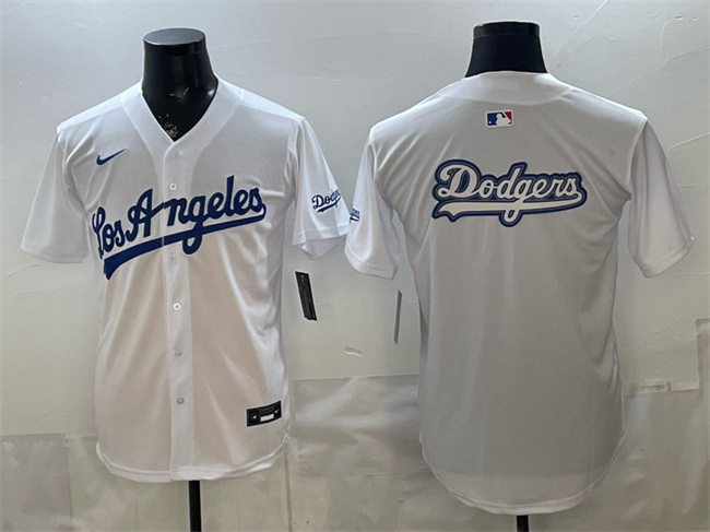Men's Los Angeles Dodgers Team Big Logo White Alternate Stadium Stitched Baseball Jersey 001