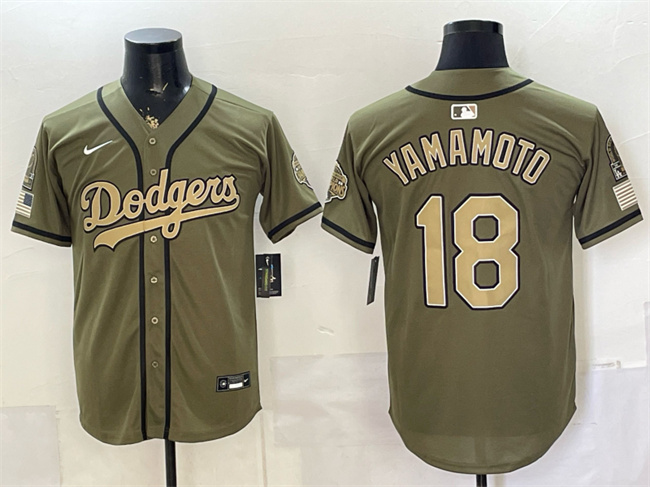 Men's Los Angeles Dodgers #18 Yoshinobu Yamamoto Olive 2026 Armed Forces Day Stitched Baseball Jerseys Men's Los Angeles Dodgers #18 Yoshinobu Yamamoto Olive 2026 Armed Forces Day Stitched Baseball Jerseys