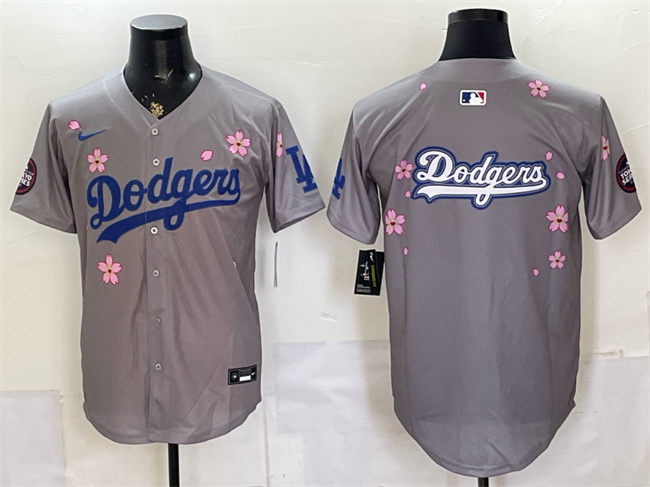 Men's Los Angeles Dodgers Team Big Logo Grey 2025 Tokyo Series Limited Stitched Baseball Jersey Men's Los Angeles Dodgers Team Big Logo Grey 2025 Tokyo Series Limited Stitched Baseball Jersey