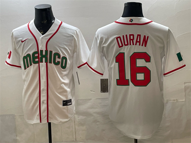 Men's Mexico Baseball #16 Jarren Duran White 2026 World Baseball Classic Home Stadium Stitched Jersey Men's Mexico Baseball #16 Jarren Duran White 2026 World Baseball Classic Home Stadium Stitched Jersey