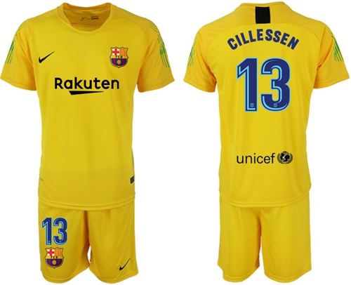 Barcelona #13 Cillessen Yellow Goalkeeper Soccer Club Jersey