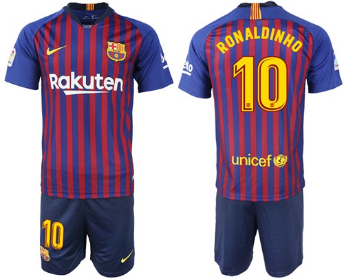 Barcelona #10 Ronaldinho Home Soccer Club Jersey
