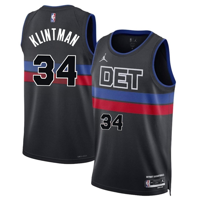 Men's Detroit Pistons #34 Bobi Klintman Black 2024 Statement Edition Stitched Basketball Jersey Men's Detroit Pistons #34 Bobi Klintman Black 2024 Statement Edition Stitched Basketball Jersey