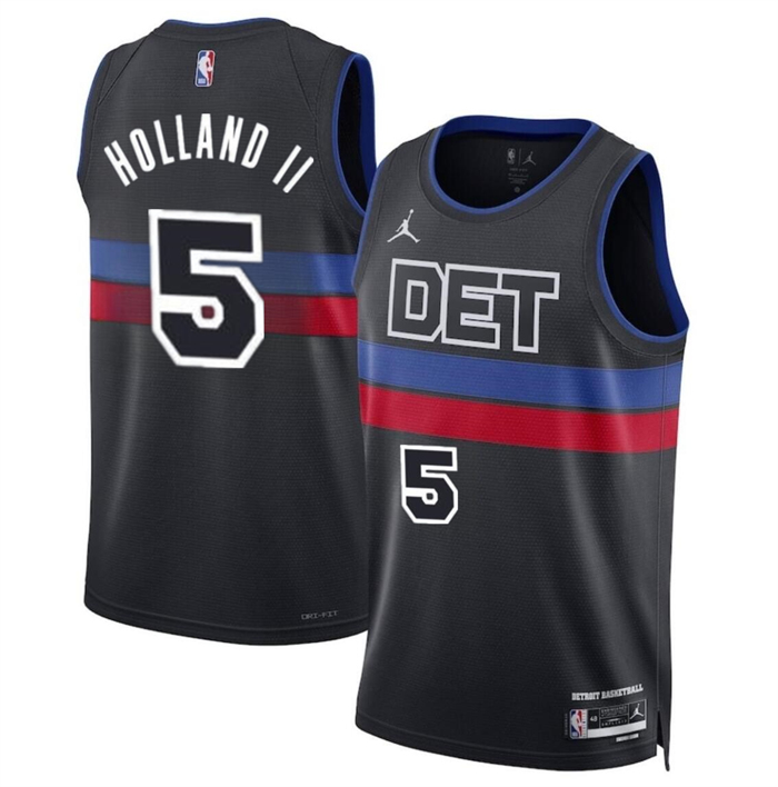 Men's Detroit Pistons #5 Ron Holland II Black 2024 Draft Statement Edition Stitched Basketball Jersey Men's Detroit Pistons #5 Ron Holland II Black 2024 Draft Statement Edition Stitched Basketball Jersey