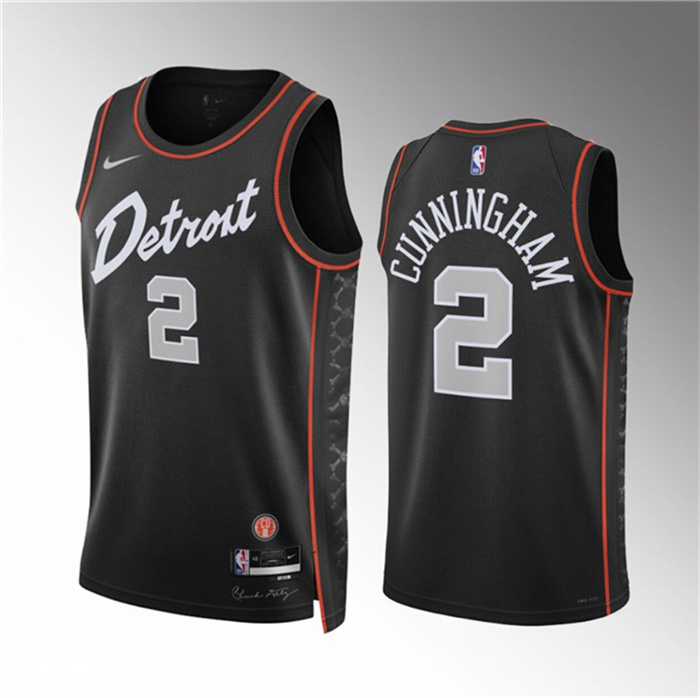 Men's Detroit Pistons #2 Cade Cunningham Black 2023-24 City Edition Stitched Basketball Jersey Men's Detroit Pistons #2 Cade Cunningham Black 2023-24 City Edition Stitched Basketball Jersey