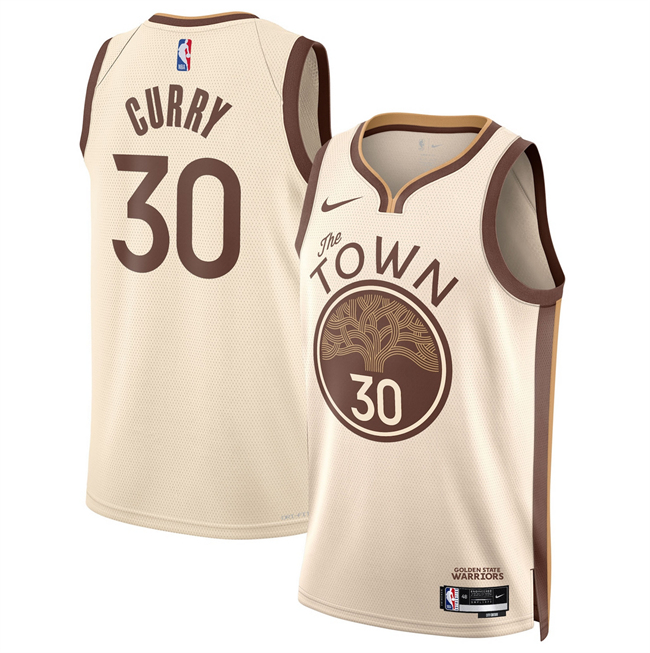 Men's Golden State Warriors #30 Stephen Curry Tan 2025 26 City Edition Stitched Basketball Jersey