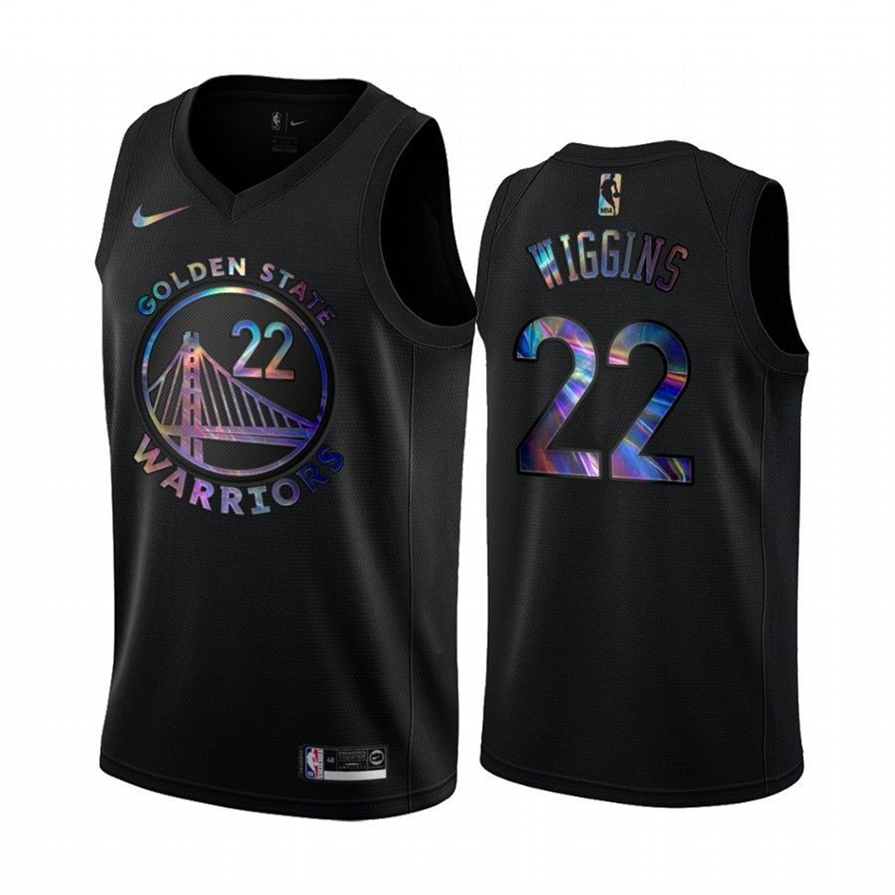 Nike Warriors #22 Andrew Wiggins Men's Iridescent Holographic Collection NBA Jersey - Black Nike Warriors #22 Andrew Wiggins Men's Iridescent Holographic Collection NBA Jersey - Black