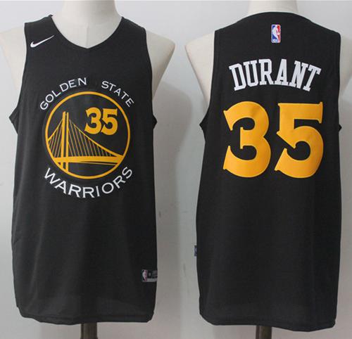 Nike Warriors #35 Kevin Durant Black Fashion Stitched NBA Jersey