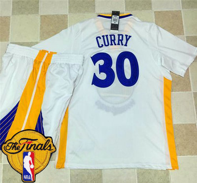 Warriors #30 Stephen Curry White Long Sleeve A Set The Finals Patch Stitched NBA Jersey