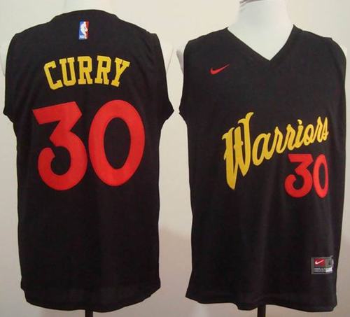 Warriors #30 Stephen Curry Black Fashion Stitched NBA Jersey
