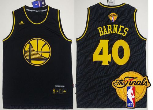 Warriors #40 Harrison Barnes Black Precious Metals Fashion The Finals Patch Stitched NBA Jersey