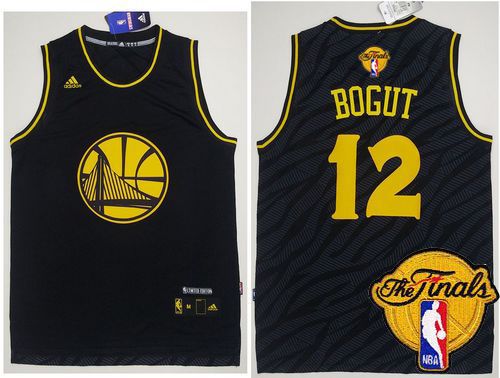 Warriors #12 Andrew Bogut Black Precious Metals Fashion The Finals Patch Stitched NBA Jersey