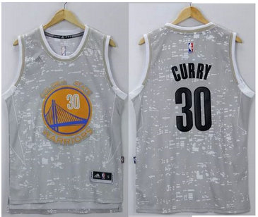 Golden State Warriors #30 Stephen Curry Grey City Light Stitched NBA Jersey