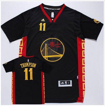 Golden State Warrlors #11 Klay Thompson Black Slate Chinese New Year Stitched NBA Jersey