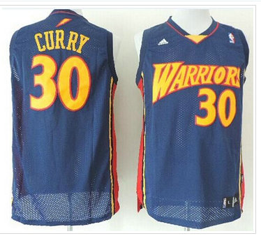 Golden State Warriors #30 Stephen Curry Navy Blue Throwback Stitched NBA Jersey